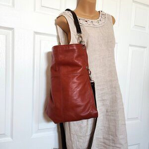 BORGO DEGLI ETRUSCHI ITALY RED LEATHER  SHOULDER CROSSBODY REVERSIBLE  BAG